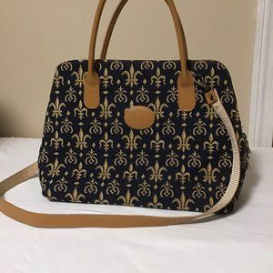 Royal Tapisserie Blue Fleur De Lys Jacquard Tapestry crossbody purse.